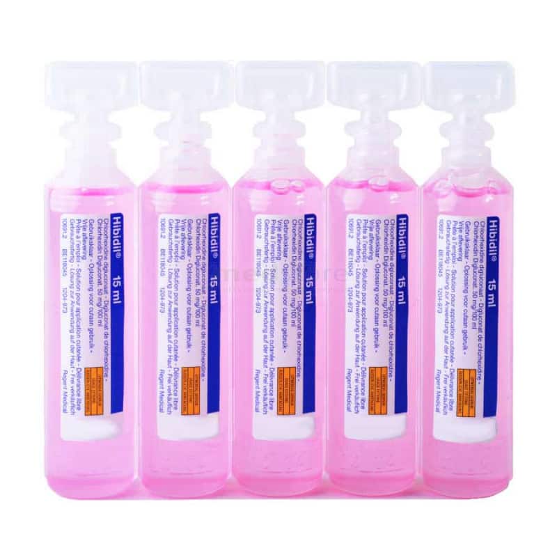 HIBIDIL, solution for local application, sterile, box of 25 single-dose containers of 15 ml